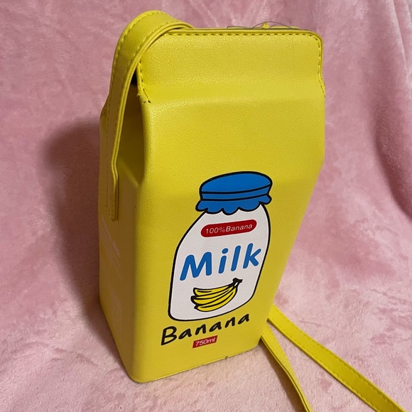 Kawaii Cute Banana Milk Faux Leather Crossbody Bag - Picture 2 of 6